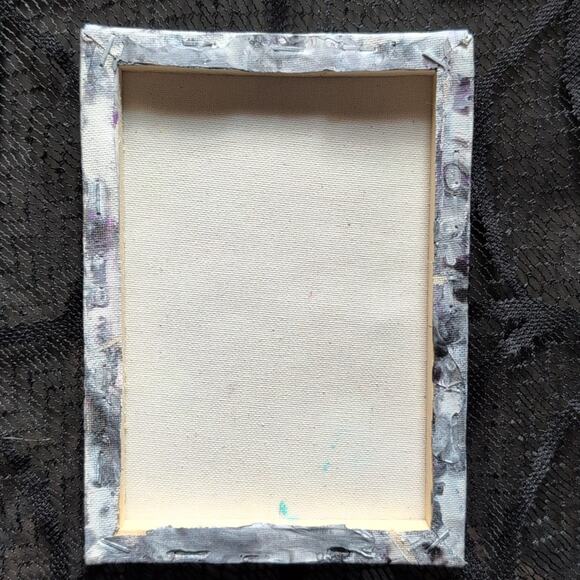 Abstract Purple and Black Canvas Art Painting 5"×7" Gothic Halloween - Picture 3 of 6